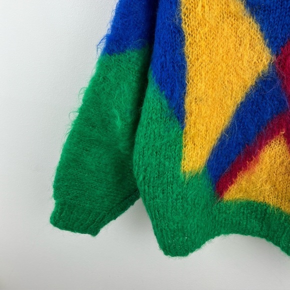 Handmade Colorful Geometric Sweater. Made in Scotland - Picture 5 of 11